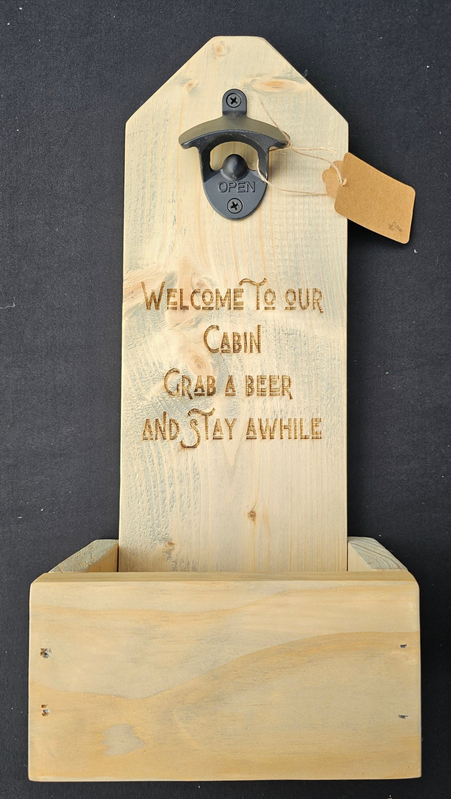 Large Wall hanging bottle opener with cap catcher