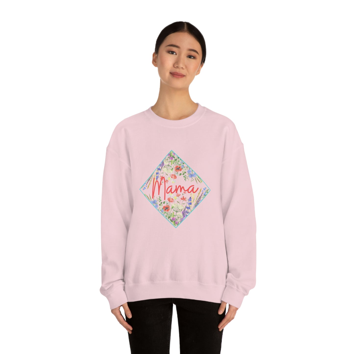 Floral MAMA - Unisex Heavy Blend Crewneck Sweatshirt