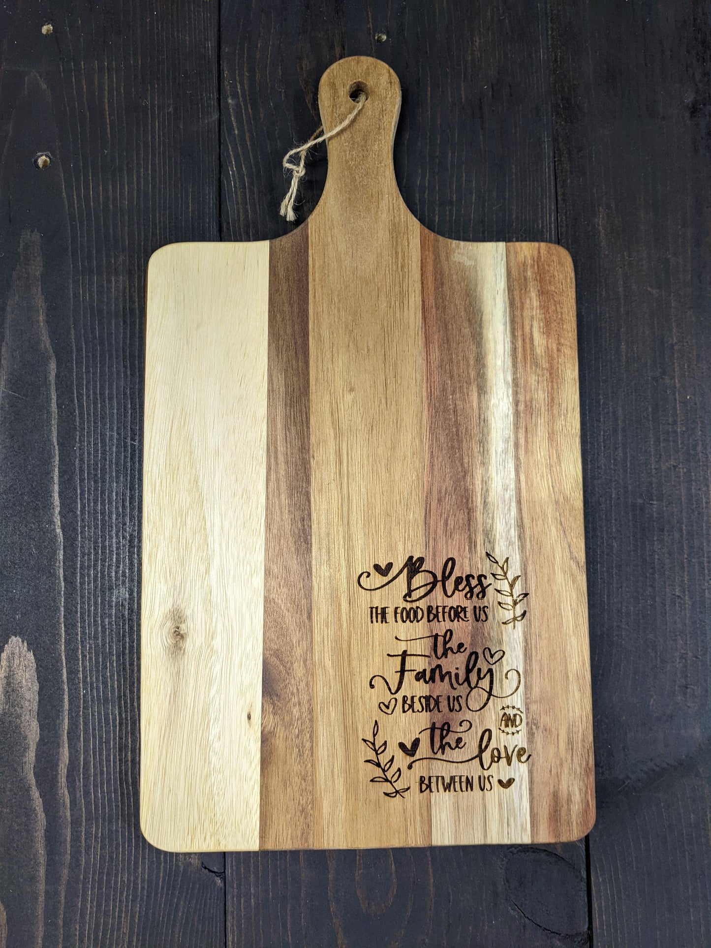 Cutting board- "Bless the food before us"